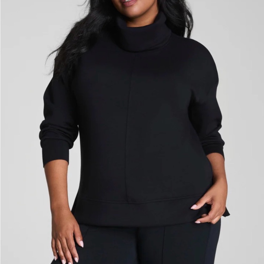 Spanx Air Essential Black Turtleneck Tunic Sweater